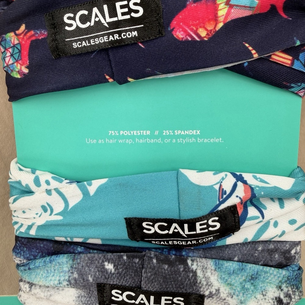 Scales Sport Hair Wraps Set of 3 Multicolor Fishing Athlete Running Ponytail - Picture 4 of 4